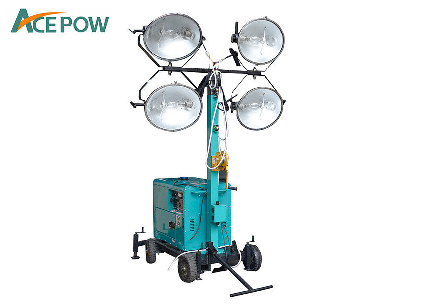3600rpm IP65 5KW Portable Flood Lights With Generator , Mobile Lighting Tower